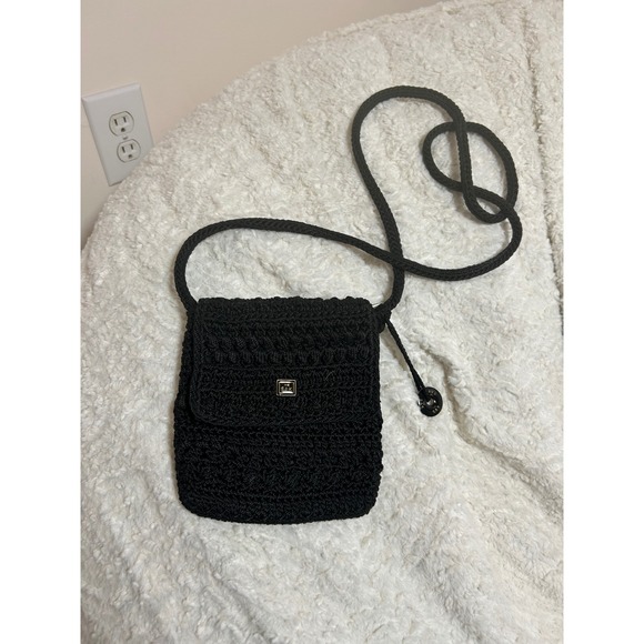 The Sak Handbags - The Sak Black‎ Crochet Crossbody Bag Small Shoulder Purse With Tassel